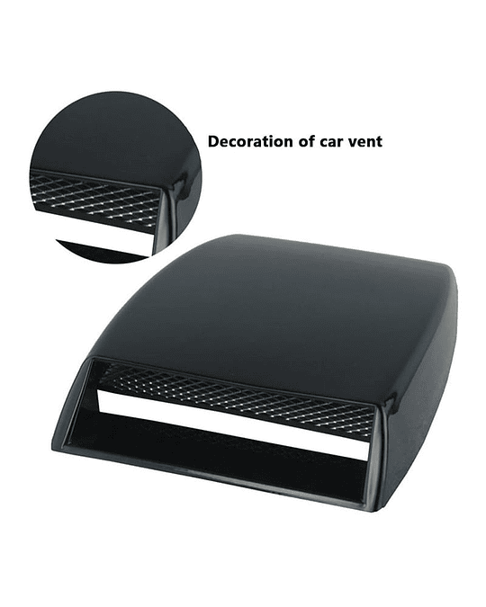 Toma de flujo de aire para capot de autos decorativa tunning negro brillante con adhesivo medida 17x 25.5 cm 