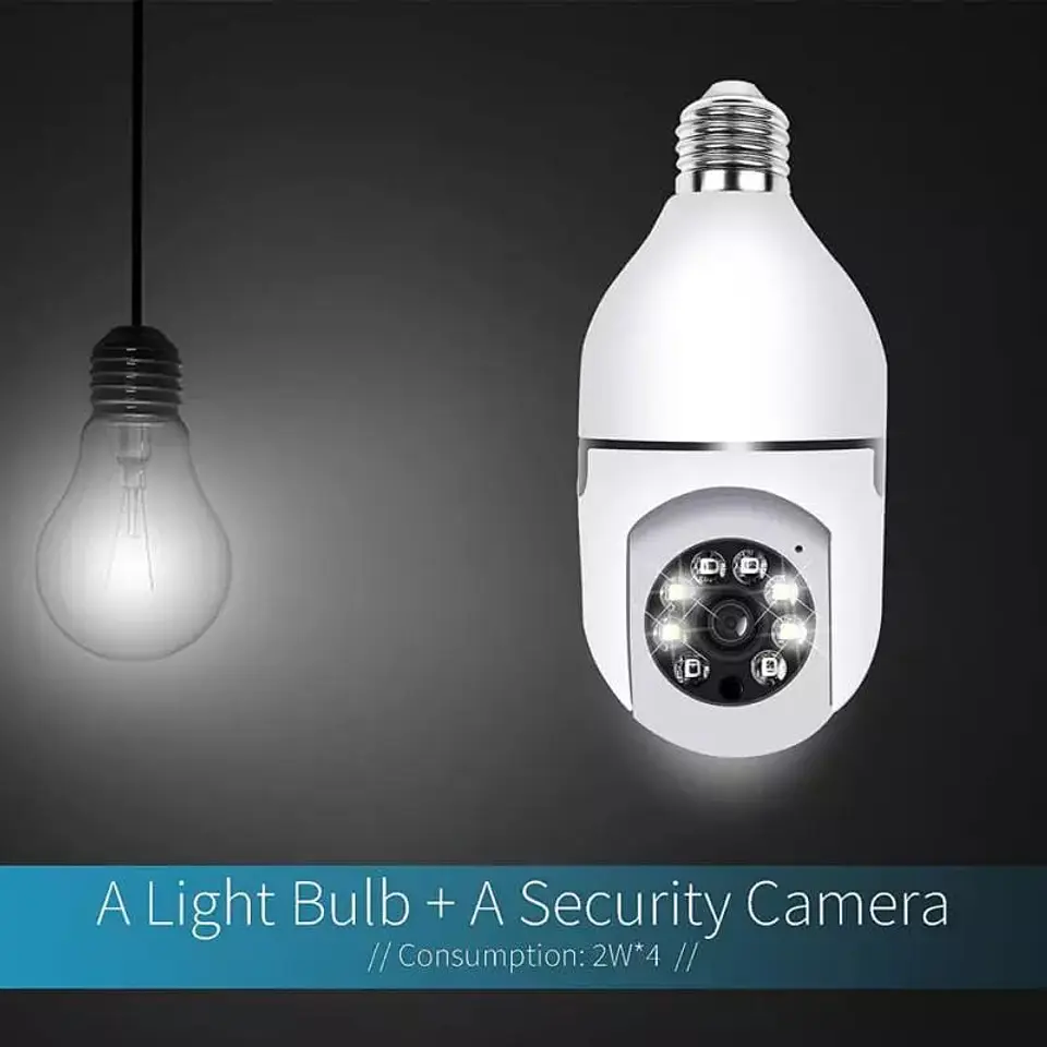 Camara para exteriores, Wifi visión nocturna, conexión a soquete de 2