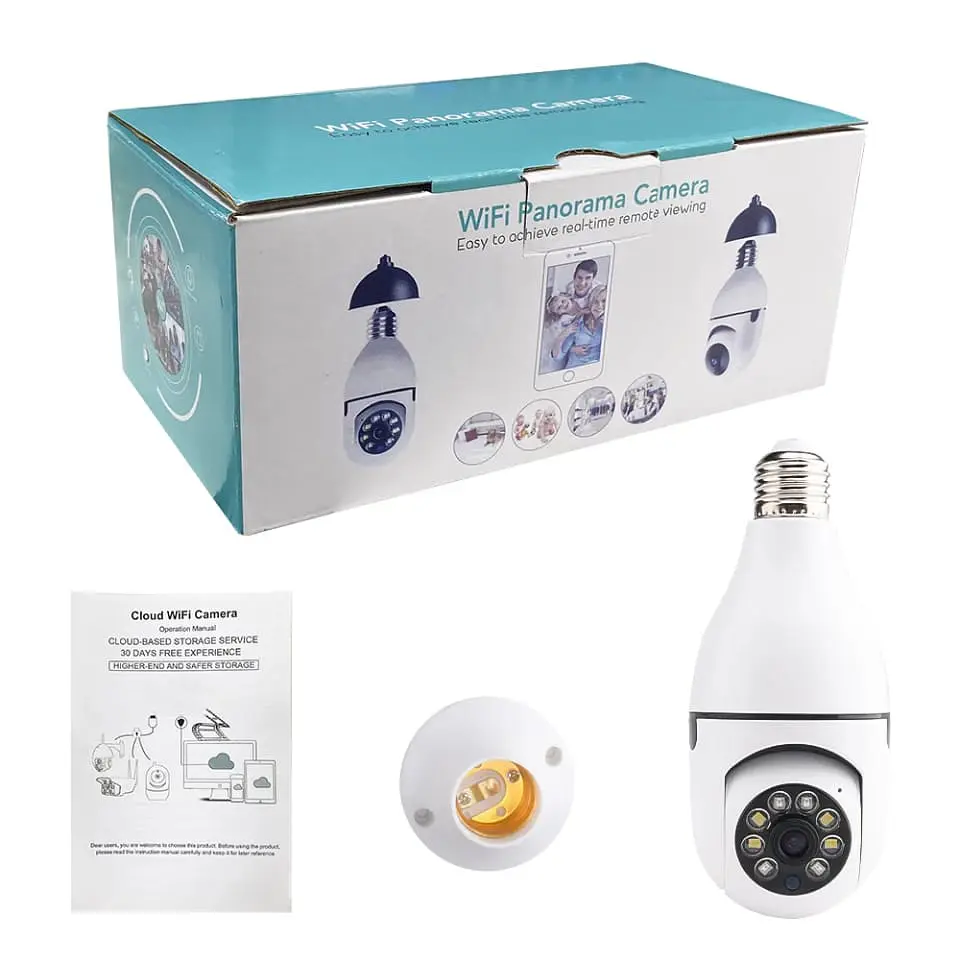 Camara para exteriores, Wifi visión nocturna, conexión a soquete de 9