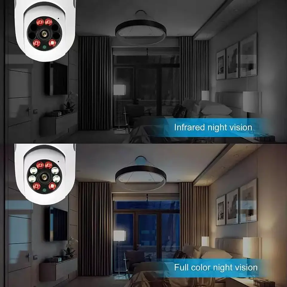 Camara para exteriores, Wifi visión nocturna, conexión a soquete de 14