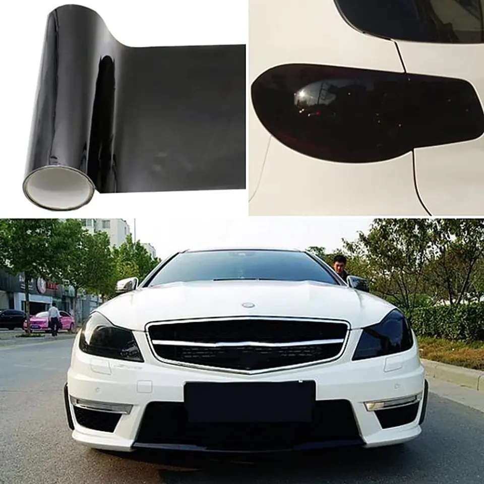 Vinilo para focos tunning Negro Oscuro Brillante 30cmX1mtr 3