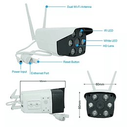 Cámara de seguridad IP WiFi Full HD 1080p 2 Mega Píxeles reales tipo Bala para uso en interiores o exteriores app V380 Pro 
