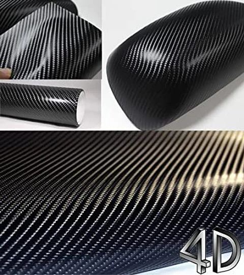 Papel vinilo adhesivo fibra carbono 4D - Negro