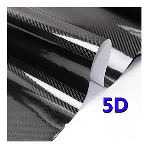 Papel vinilo adhesivo fibra carbono 5D - Negro