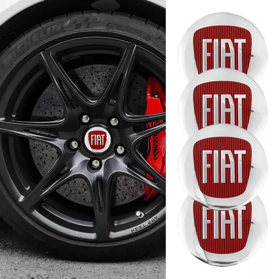 Set X4 Tapa centro de Llantas de autos 60mm y 56mm universal Fiat 1