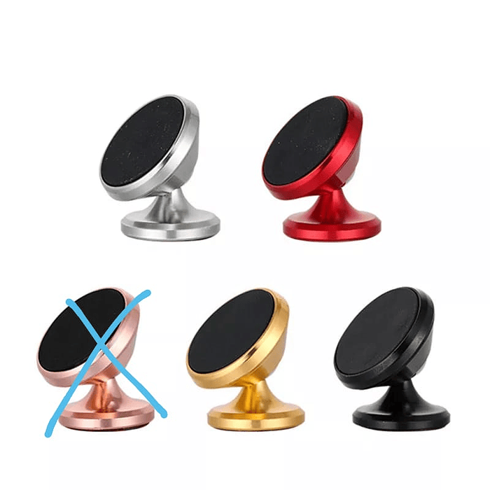 Soporte Celular Smartphone Magnético con pegamento universal para autos cabezal 360° con potente Iman dorado 6