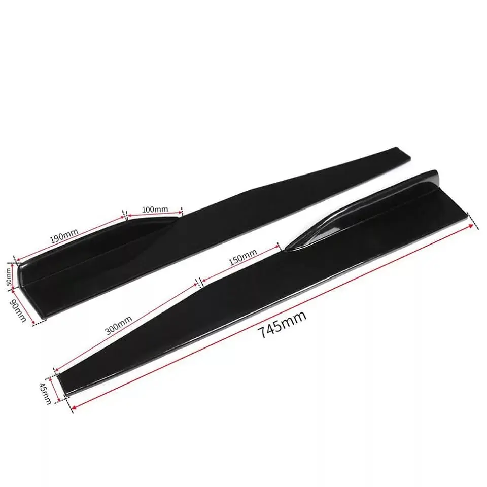 2 uds - faldón lateral 74,5 cm negro brillante divisores de cohete 6