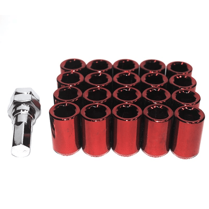 Set de tuercas de seguridad para autos 16 piezas de 32mm de longitud, hexagonal de tuercas 20mm medidas disponibles M12 * 1,25 y M12 * 1,5, Material Acero 1