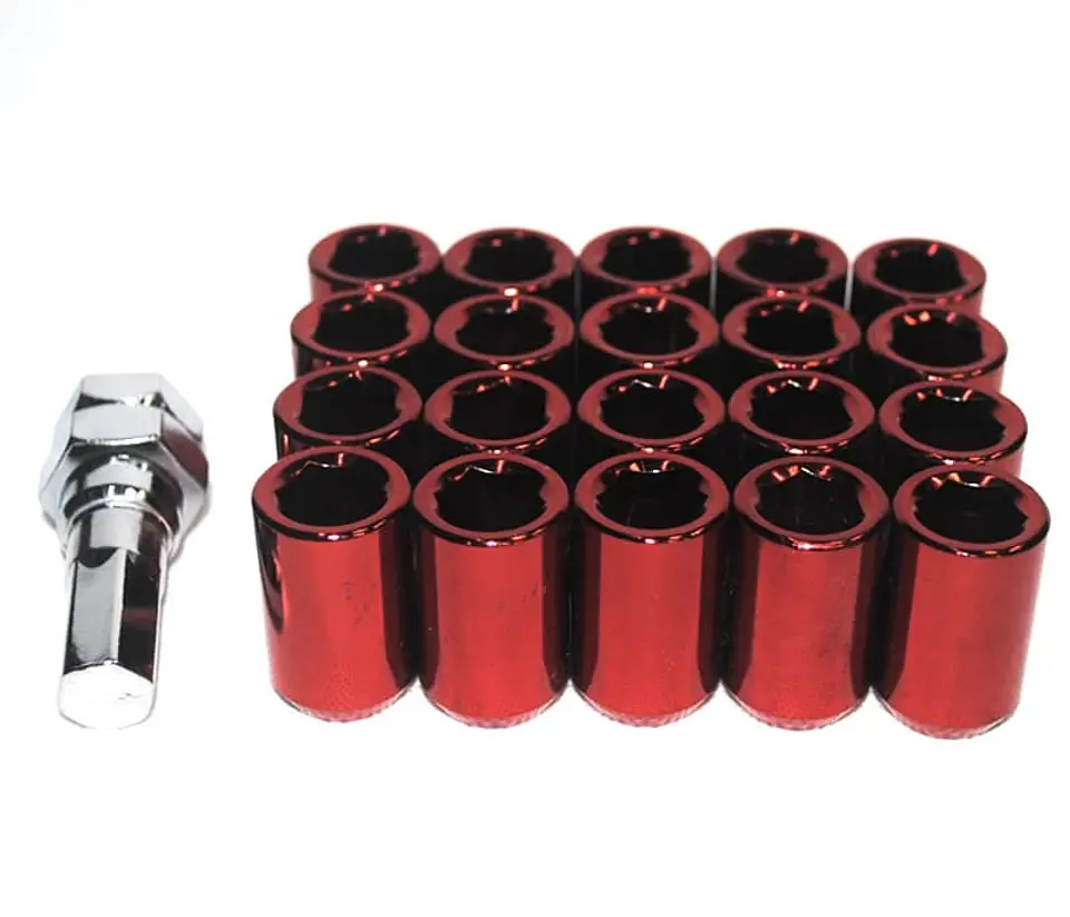 Set tuercas de seguridad 16 piezas 32mm - Rojo 2