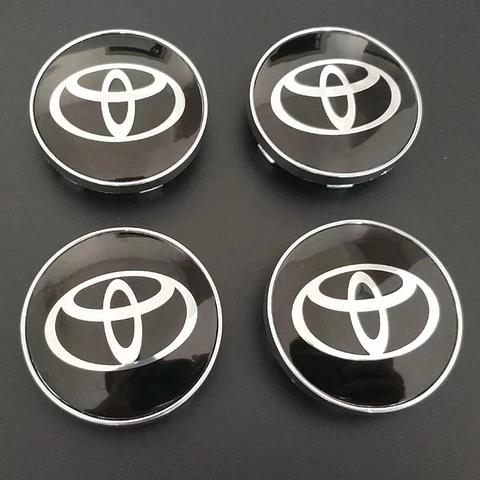 Set X4 Tapa centro de Llantas de autos Toyota negro con plateado