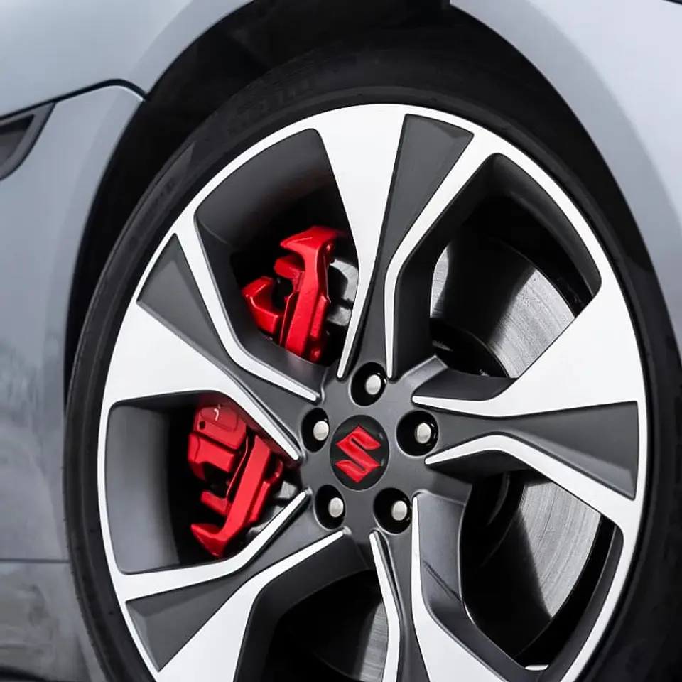 Set X4 Tapa centro de Llantas de autos Suzuki negro con rojo 7
