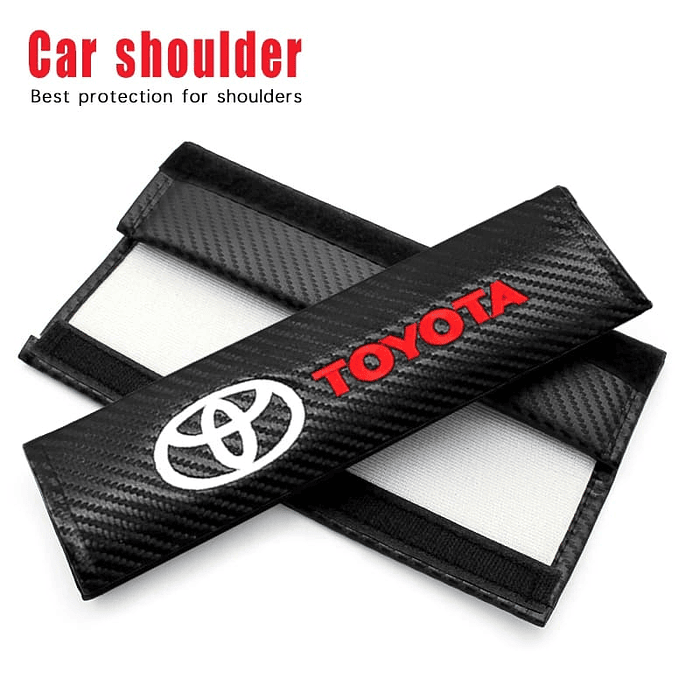 Cubierta protectora para cinturón de seguridad tipo fibra de carbono de autos, almohadillas para los hombros Marca Toyota  10