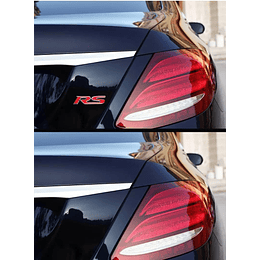 Emblema de parrilla apernado metálico modelo RS para autos camionetas SUV universal tunning color cromado con rojo 