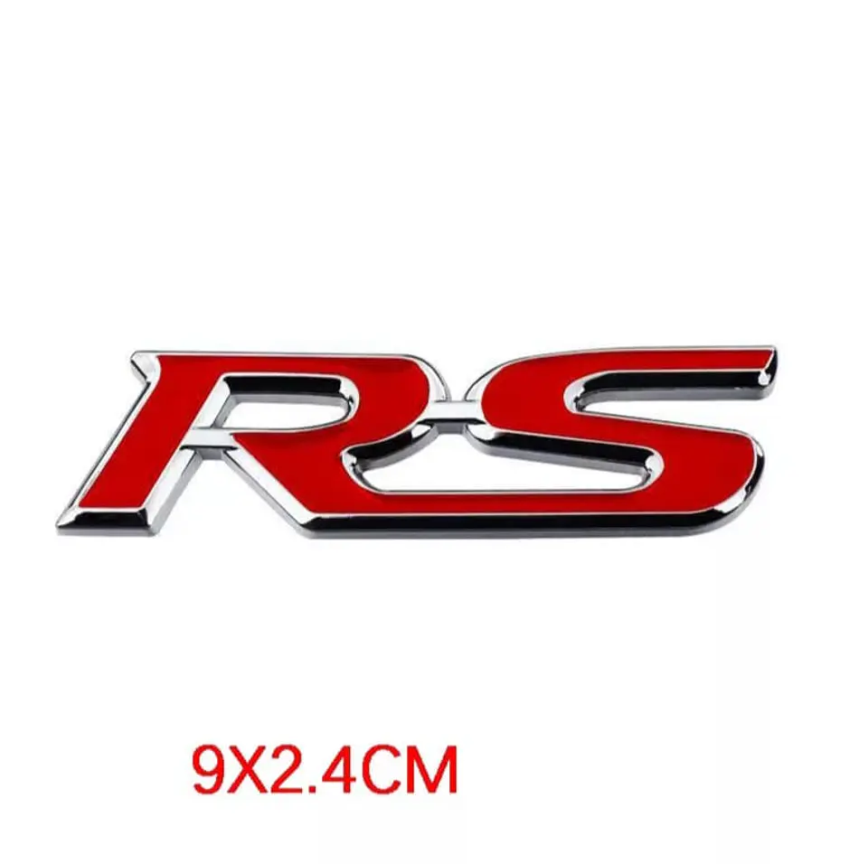 Emblema de parrilla adhesivo metálico modelo RS para autos camionetas 3