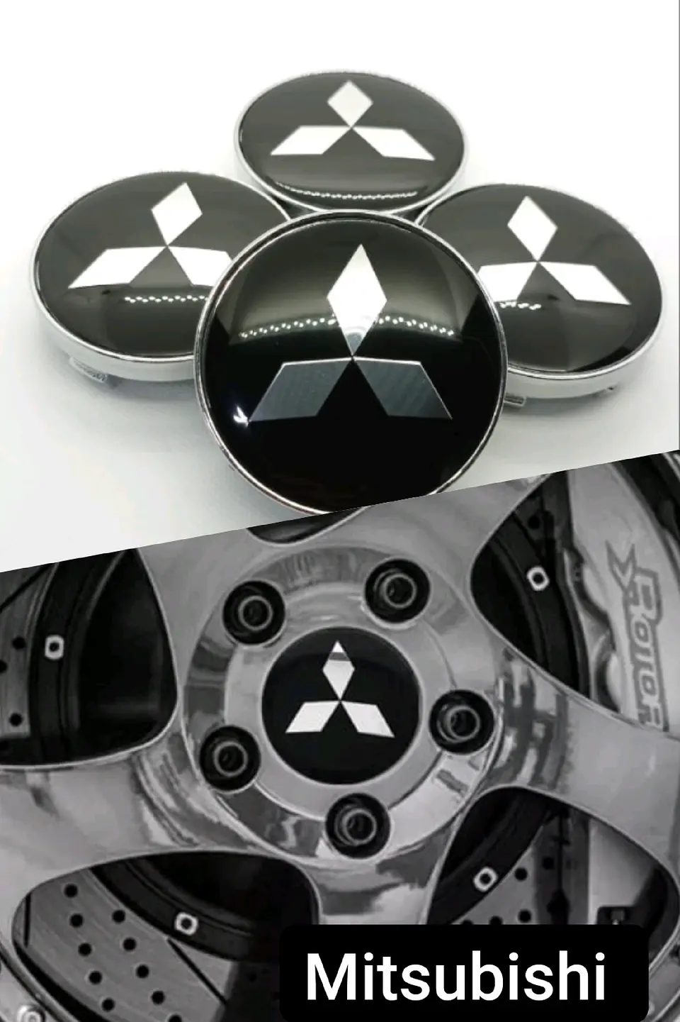 Set X4 Tapa centro de Llantas de autos Mitsubishi 2