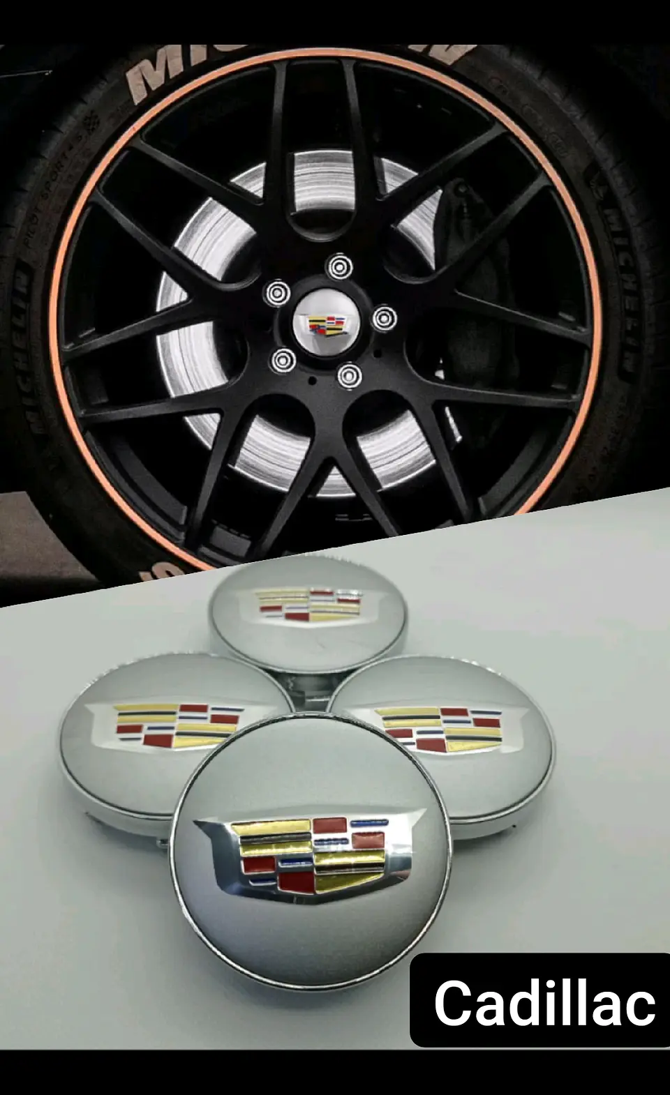 Set X4 Tapa centro de Llantas de autos Cadillac 1