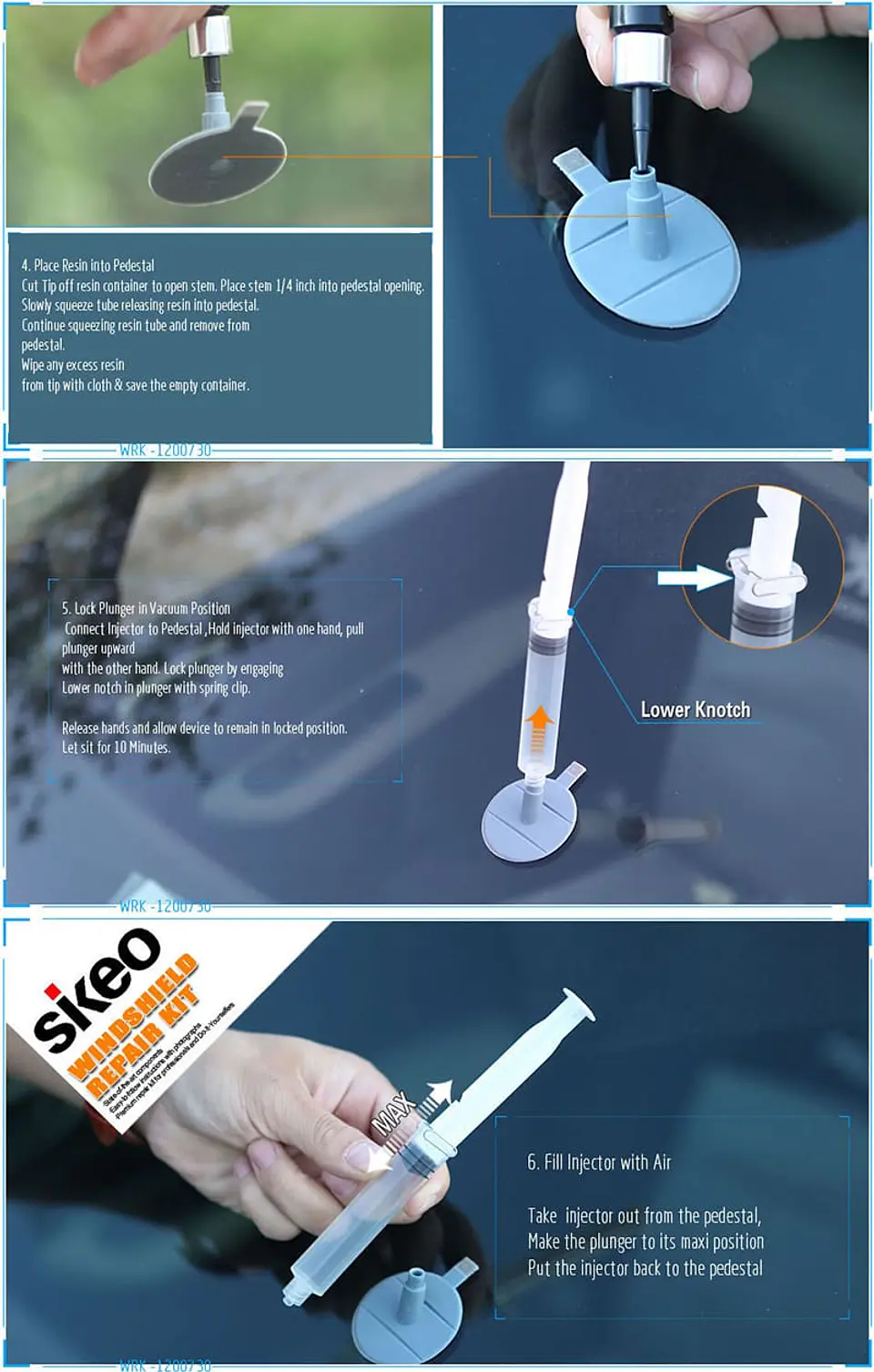 Kit de herramientas de reparación de vidrios parabrisas reparador 7