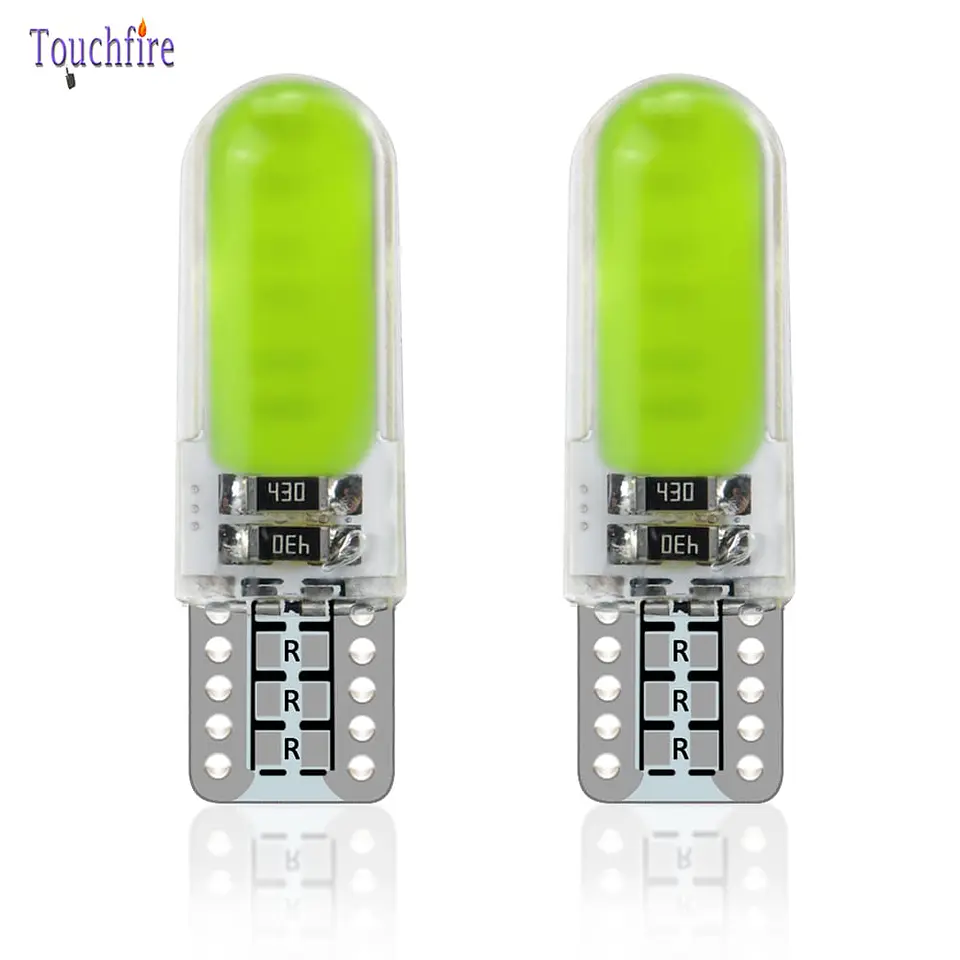 Par Ampolletas led cola de pez de color, Posición T10 W5W 12v VERDE 5