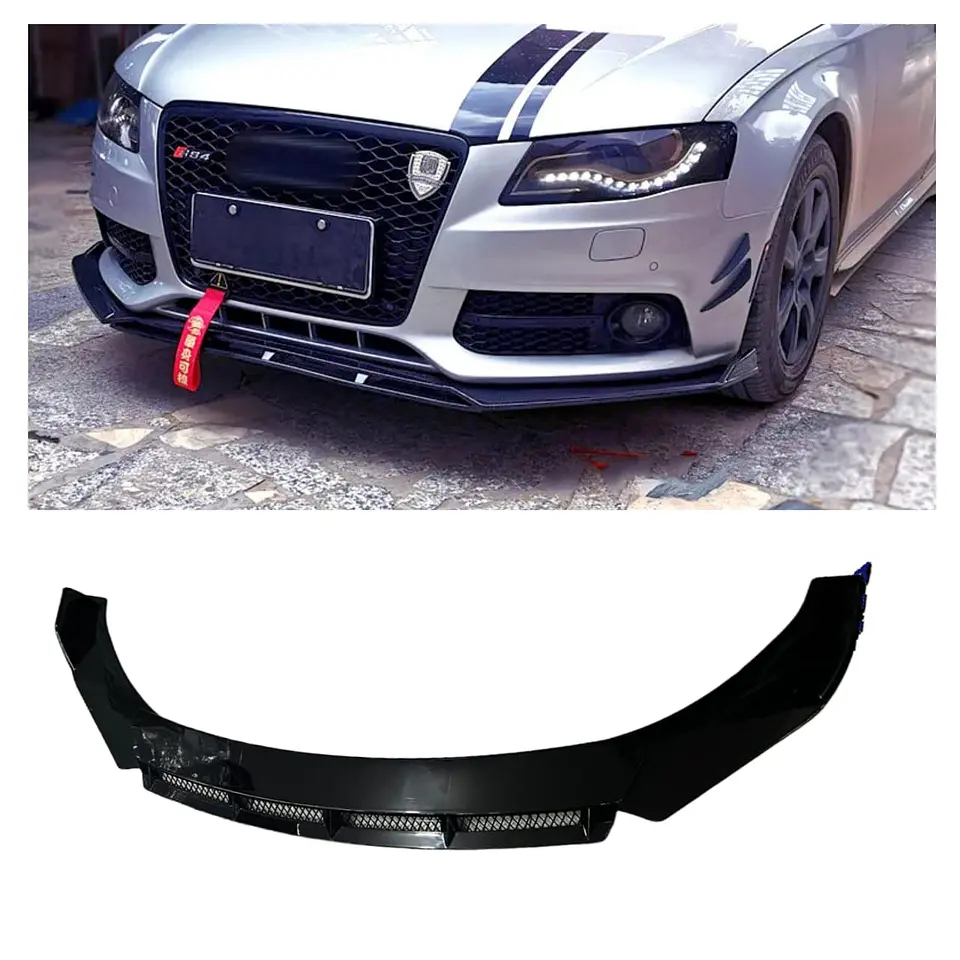 Front Lip, Bumper Faldón delantero 3 piezas negro brillante 1