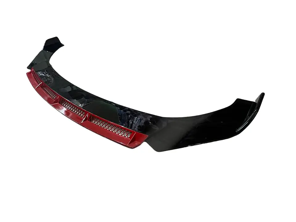 Front Lip, Bumper Faldón delantero 3 piezas negro brillante con Rojo 3