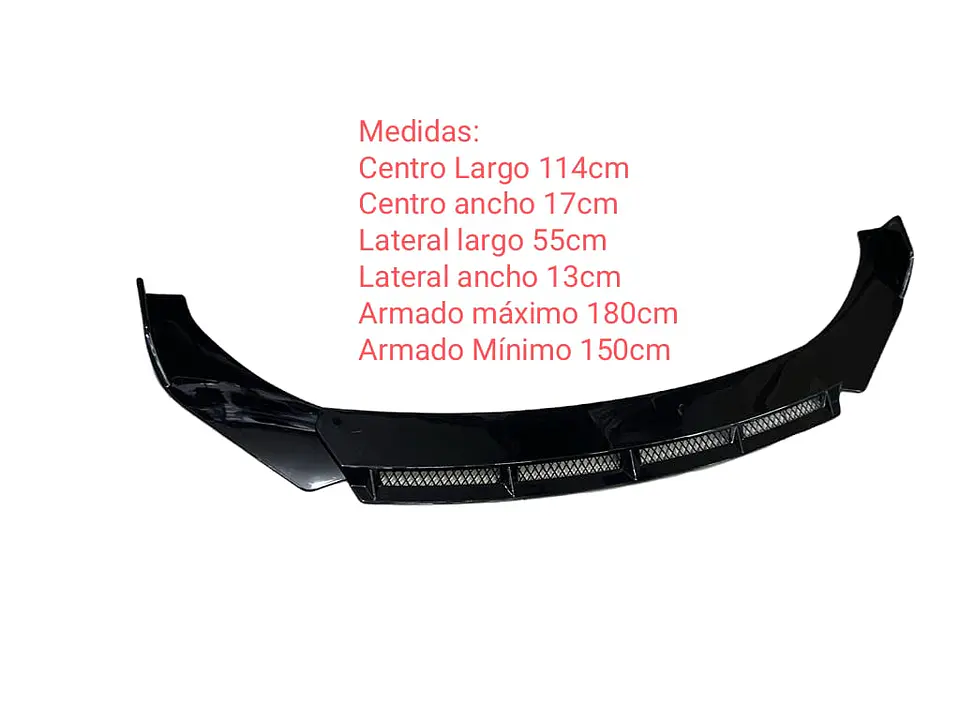 Front Lip, Bumper Faldón delantero 3 piezas negro brillante con Rojo 8