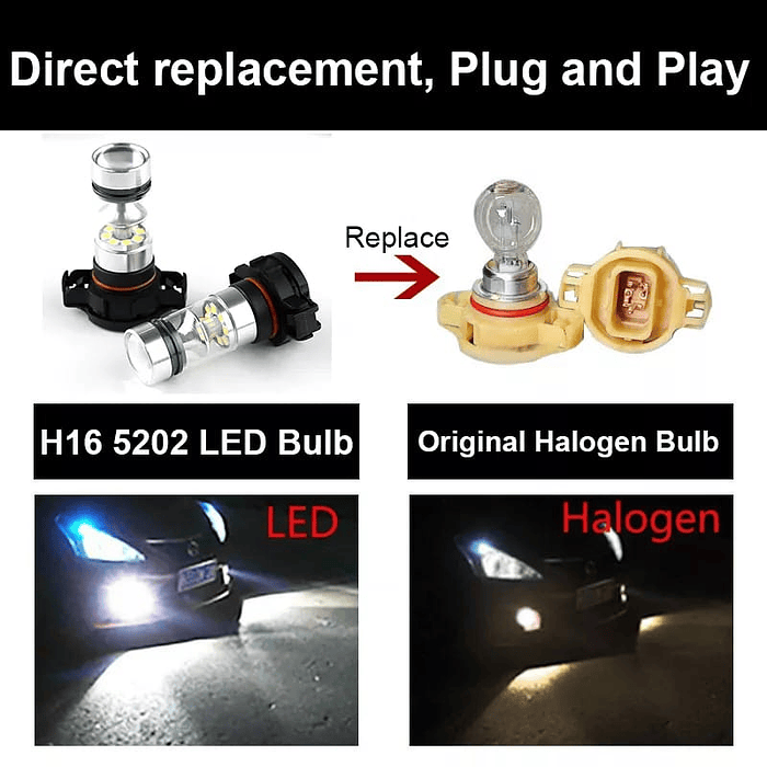 X2 Ampolletas Led H16EU Ps24w PS19W para autos Sail, Spark Gt  2