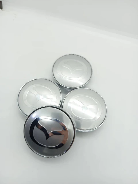 Set X4 Tapa centro de Llantas de autos universal marca Mazda plateada