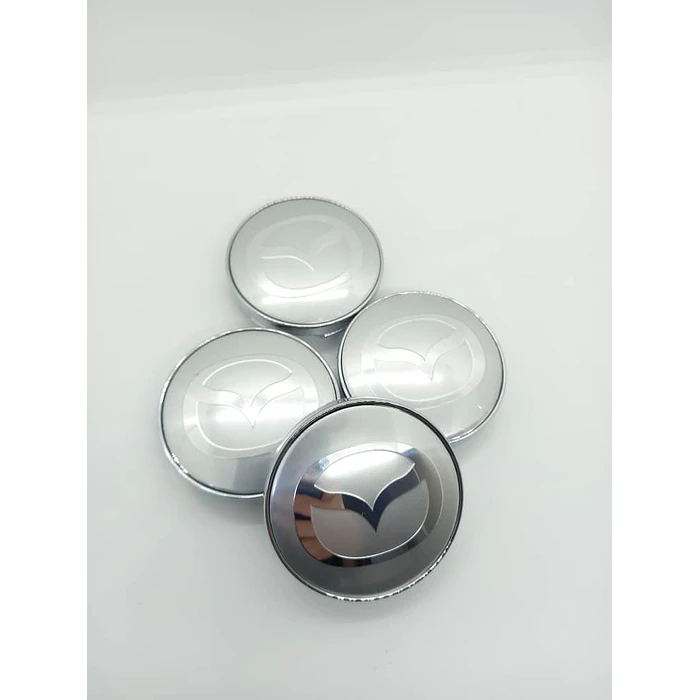 Set X4 Tapa centro de Llantas de autos universal marca Mazda plateada 2