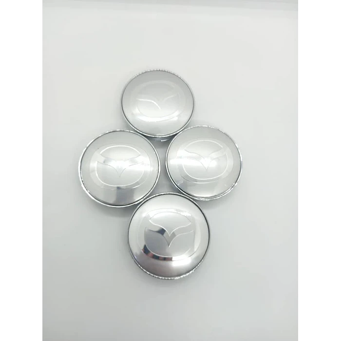 Set X4 Tapa centro de Llantas de autos universal marca Mazda plateada 4