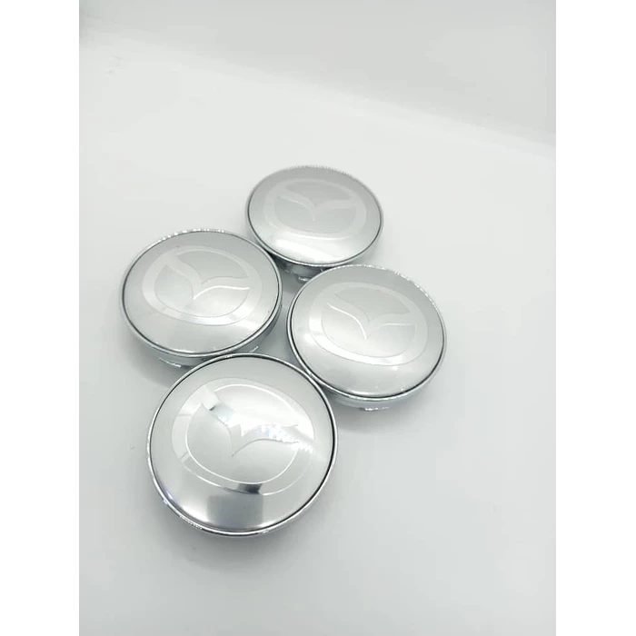 Set X4 Tapa centro de Llantas de autos universal marca Mazda plateada 5