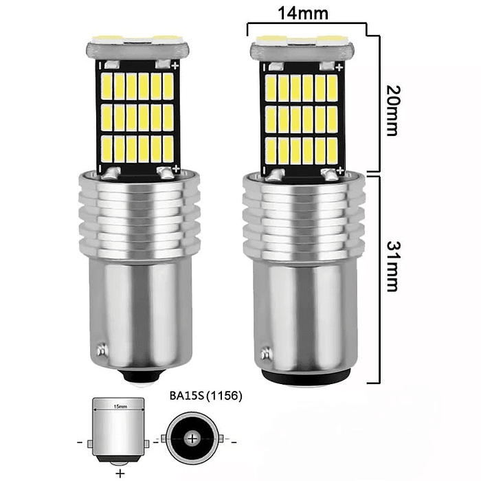 Par de ampolletas Led para reversa de autos 1 contacto 12v 1020 lumenes 3