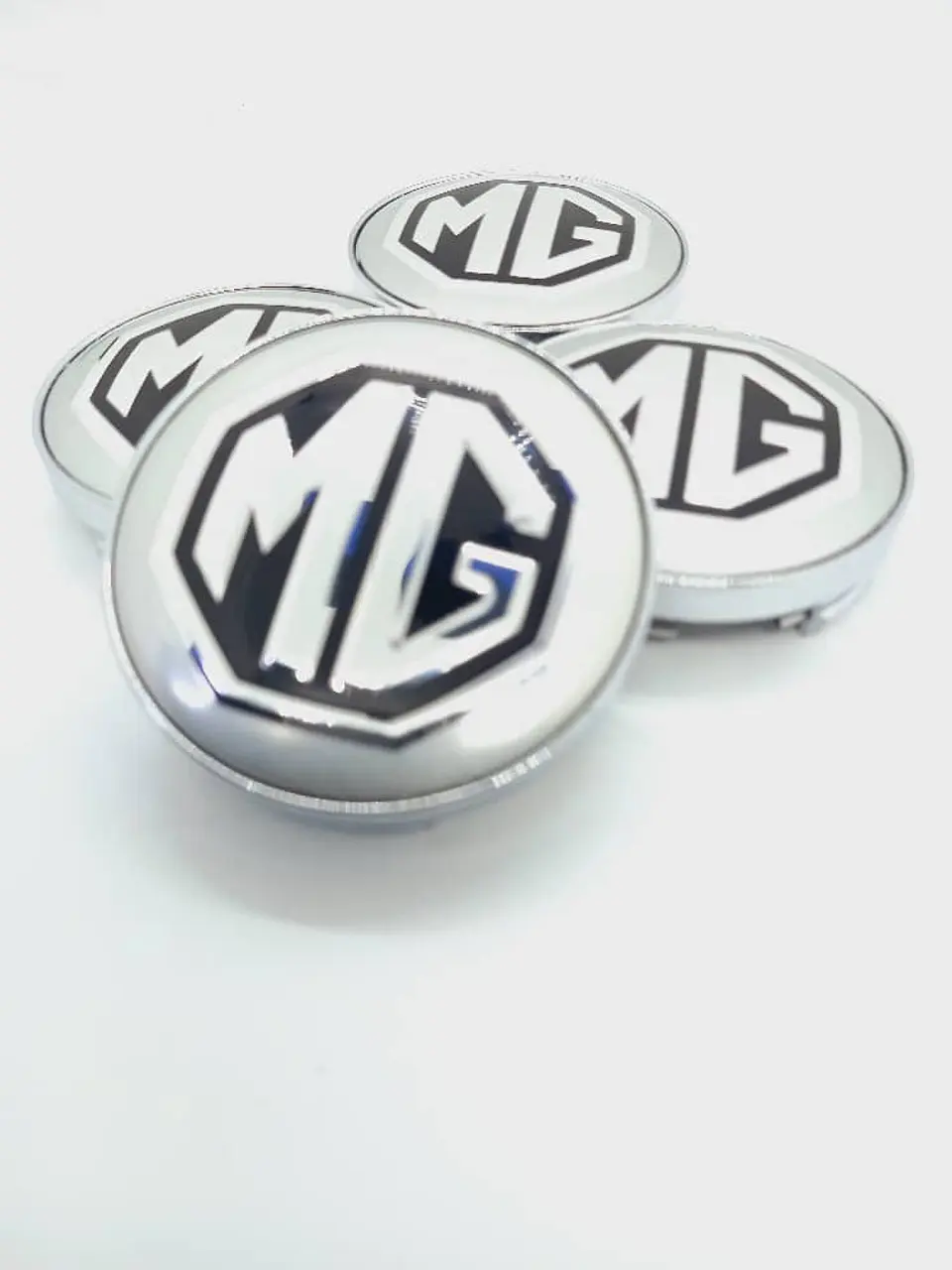 X4 Tapa centro llantas MG plateado - Plateado Negro 2