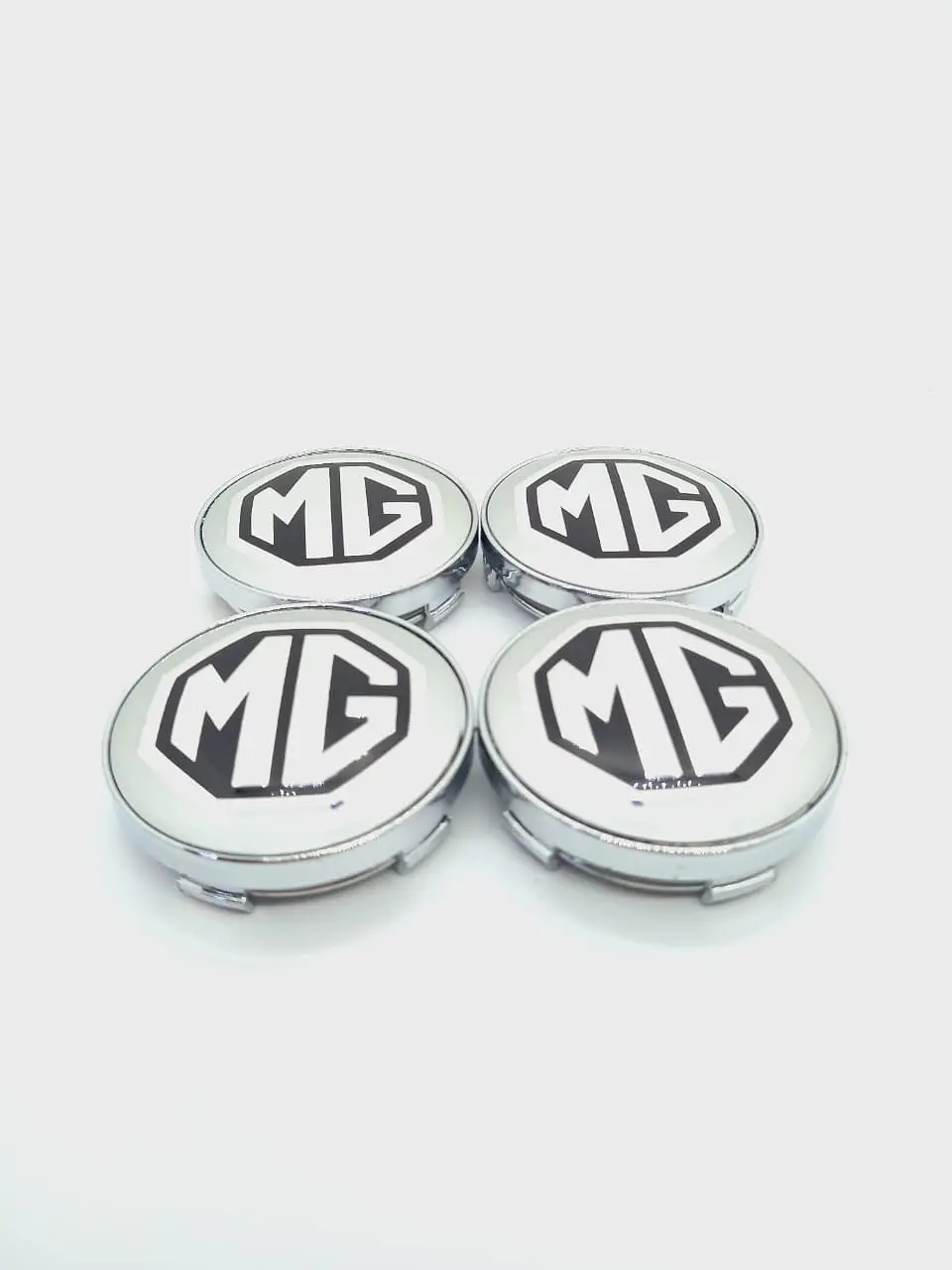 X4 Tapa centro llantas MG plateado - Plateado Negro 5