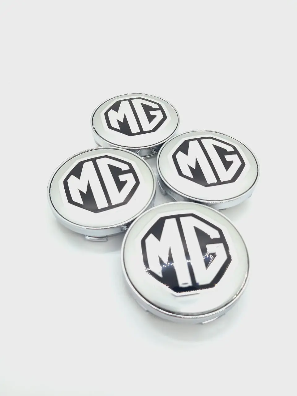 X4 Tapa centro llantas MG plateado - Plateado Negro 10