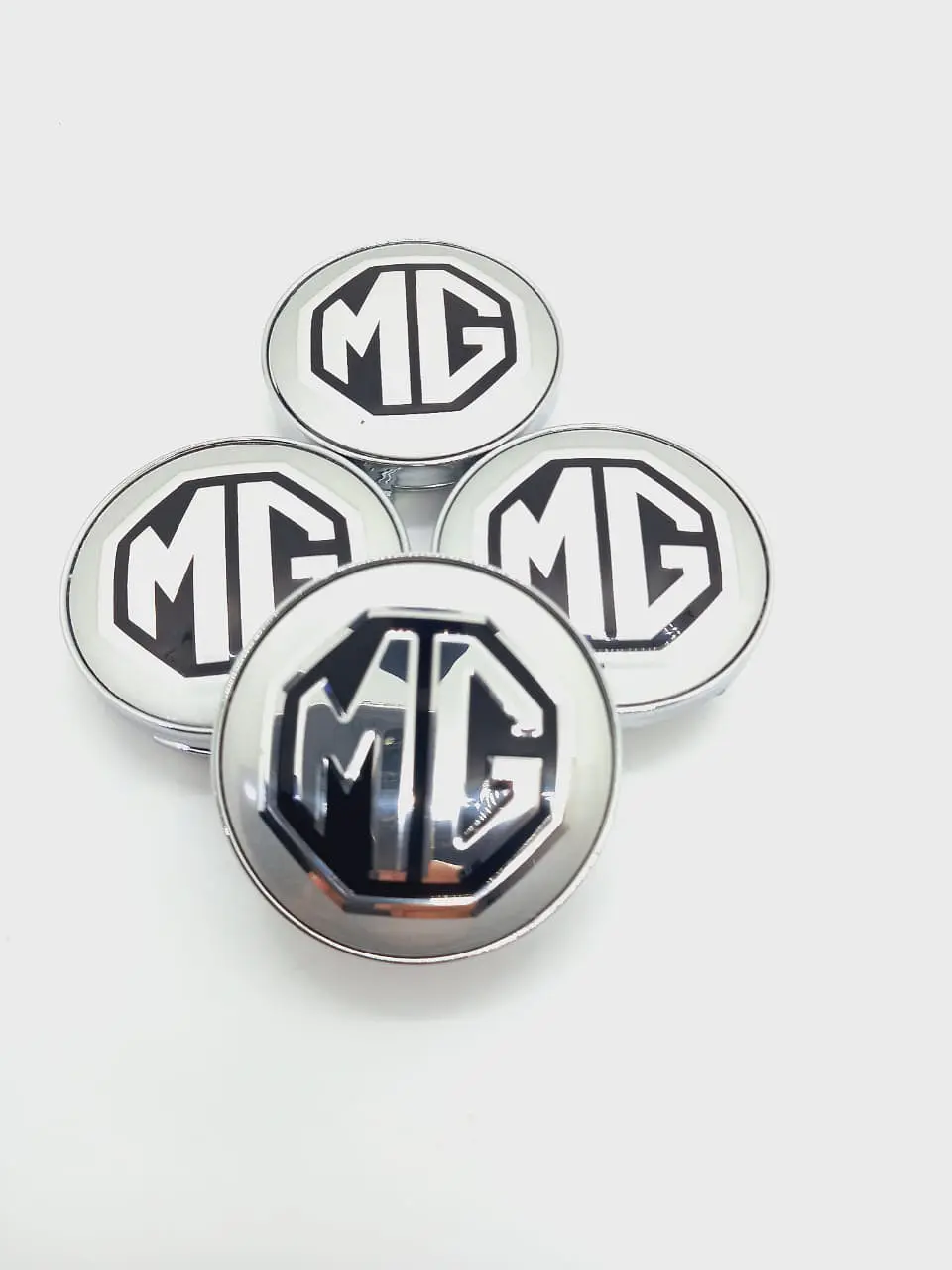 X4 Tapa centro llantas MG plateado - Plateado Negro 8