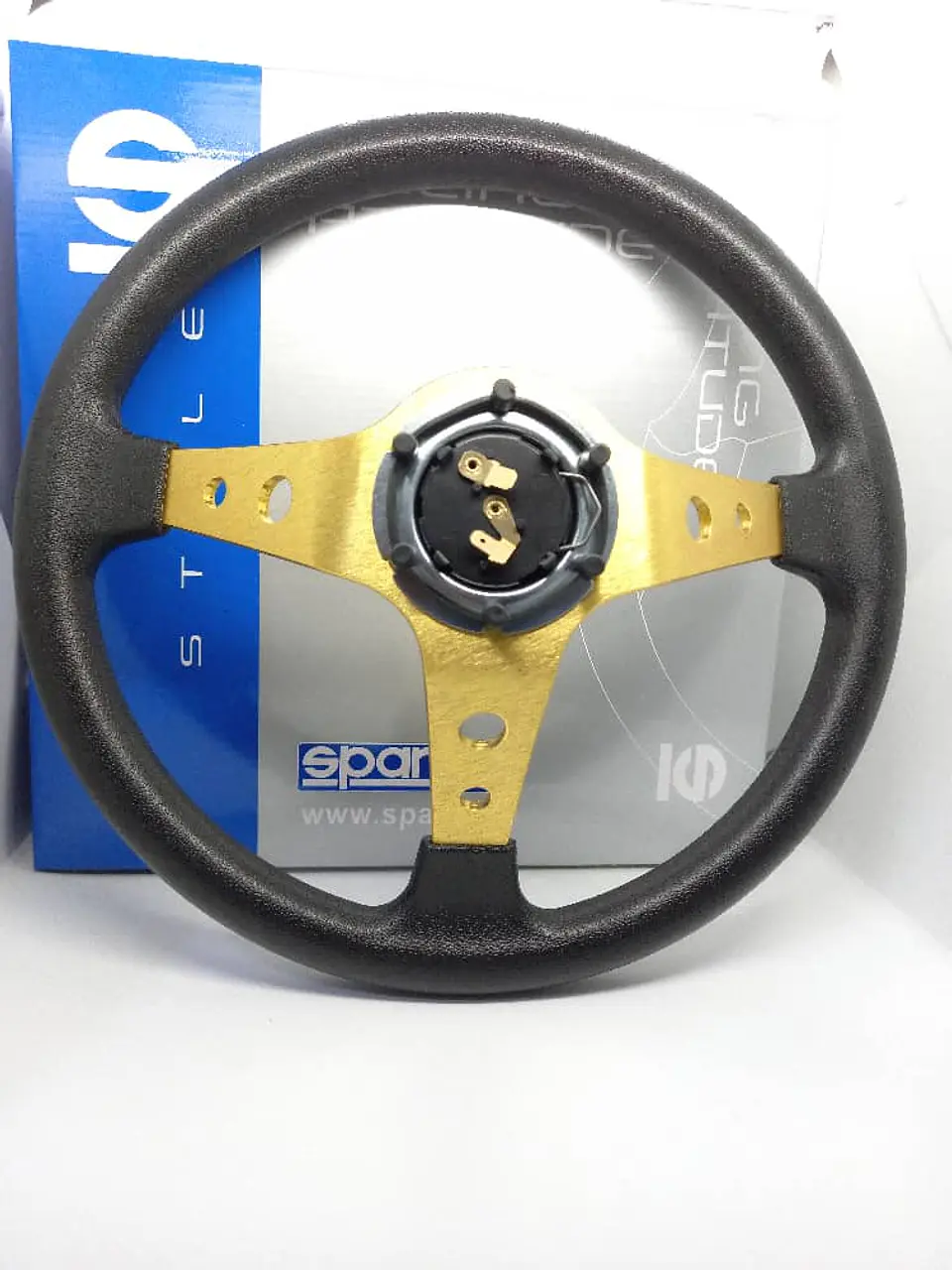Volante deportivo universal Sparco con botón de bocina - dorado 7