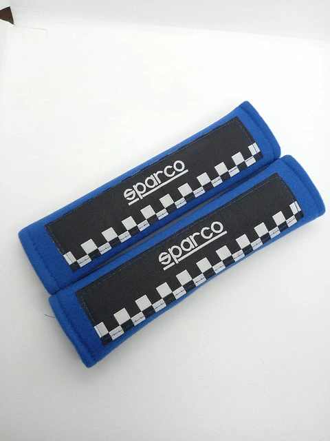 Cubre cinturón de seguridad, diseño bandera Sparco - Azul