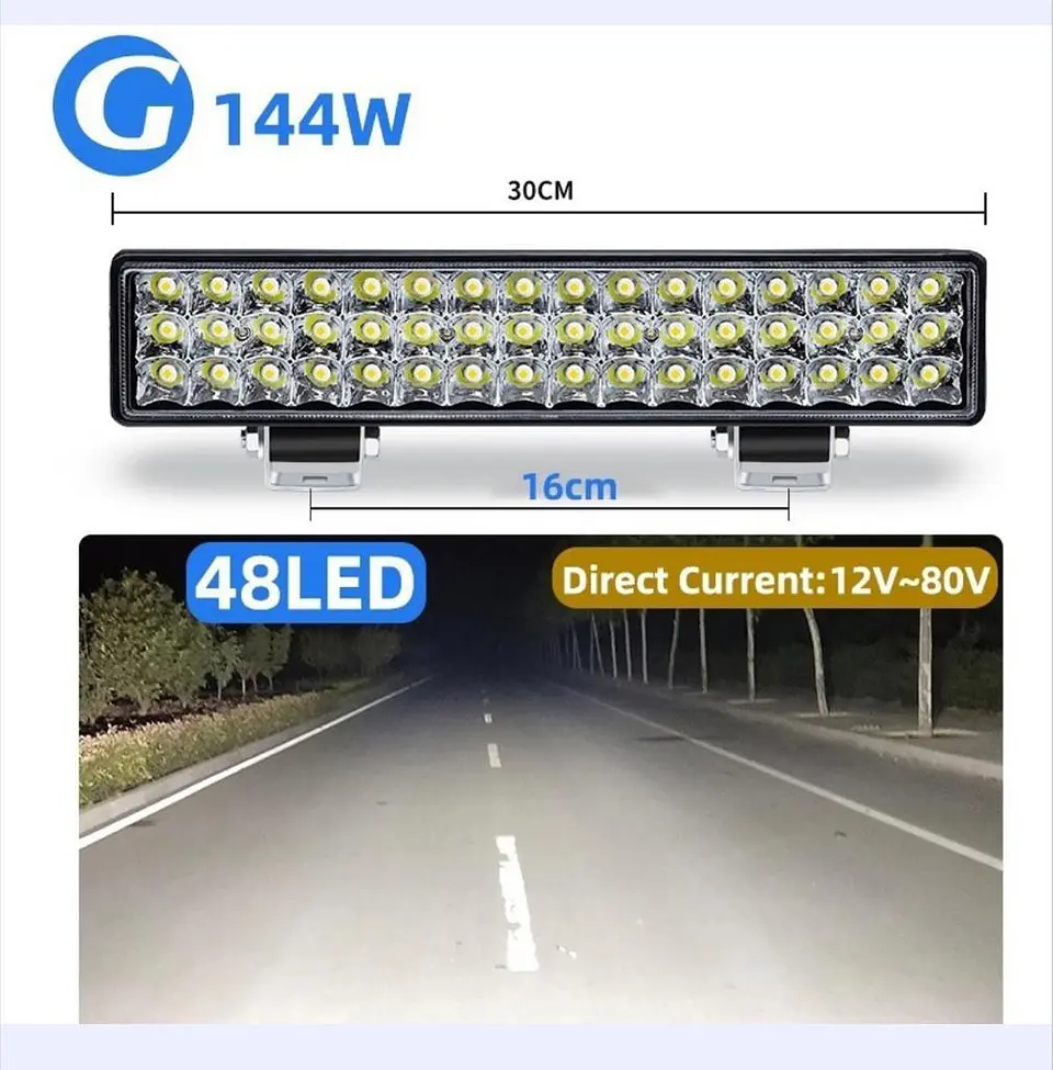 Neblinero Barra 48 Led Para Auto, Jeep, Camioneta 12/24v blanco frío 4
