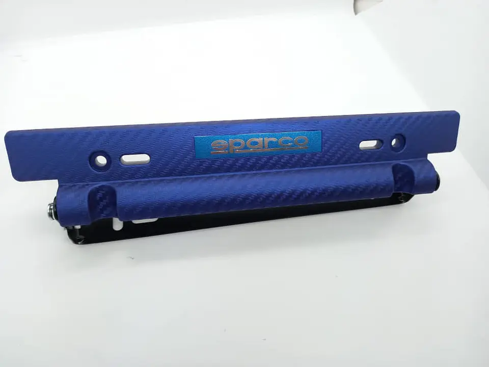 Porta placa patente fibra de carbono - azul sparco 5