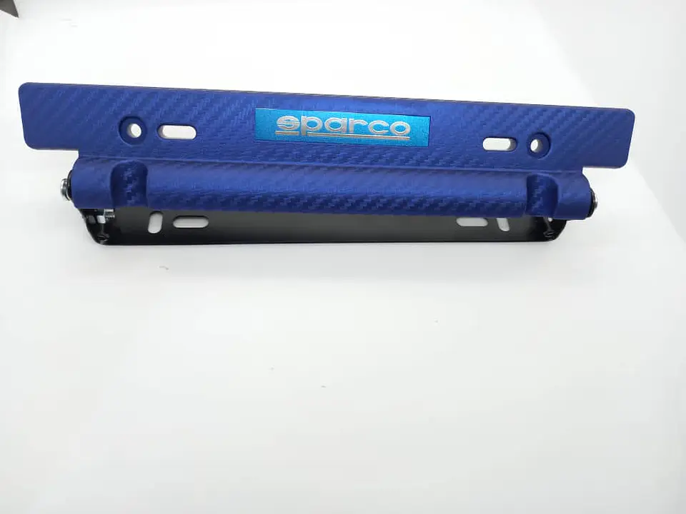 Porta placa patente fibra de carbono - azul sparco 6