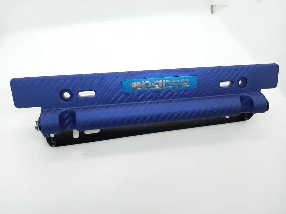 Porta placa patente fibra de carbono - azul sparco 7