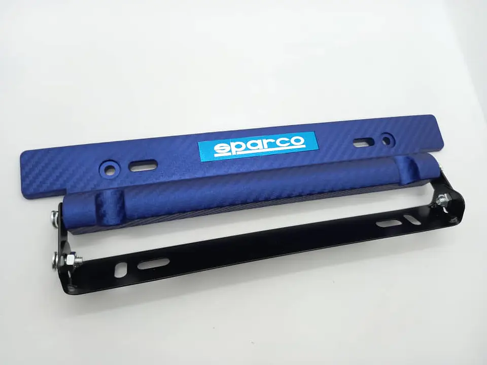 Porta placa patente fibra de carbono - azul sparco 8