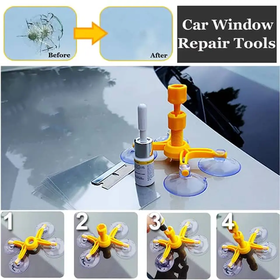 Kit de herramientas de reparación de vidrios parabrisas de autos 14