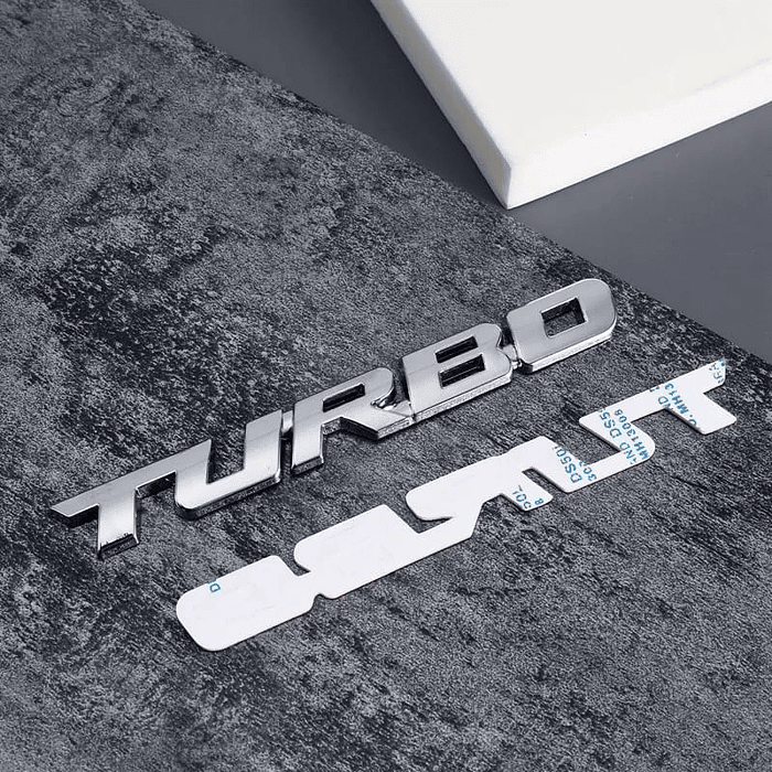 Pegatina emblema de Metal TURBO 3D para autos, calcomanía adhesiva para carrocería Tunning Universal color Cromado medida 9.7 * 1.1cm 1