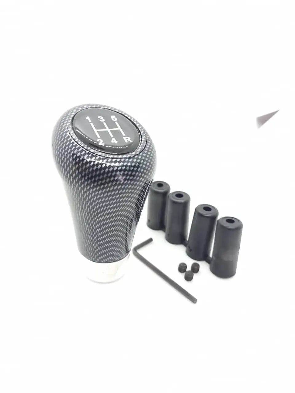 Pomo perilla de cambios tunning fibra carbono, 5 vel. y reversa 6ta 4