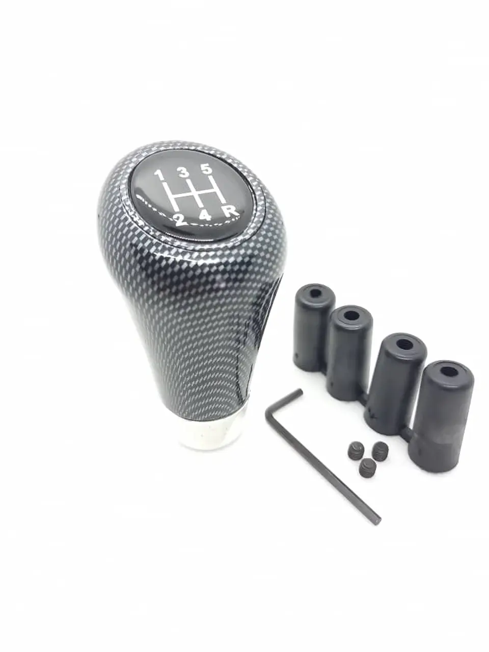 Pomo perilla de cambios tunning fibra carbono, 5 vel. y reversa 6ta 5