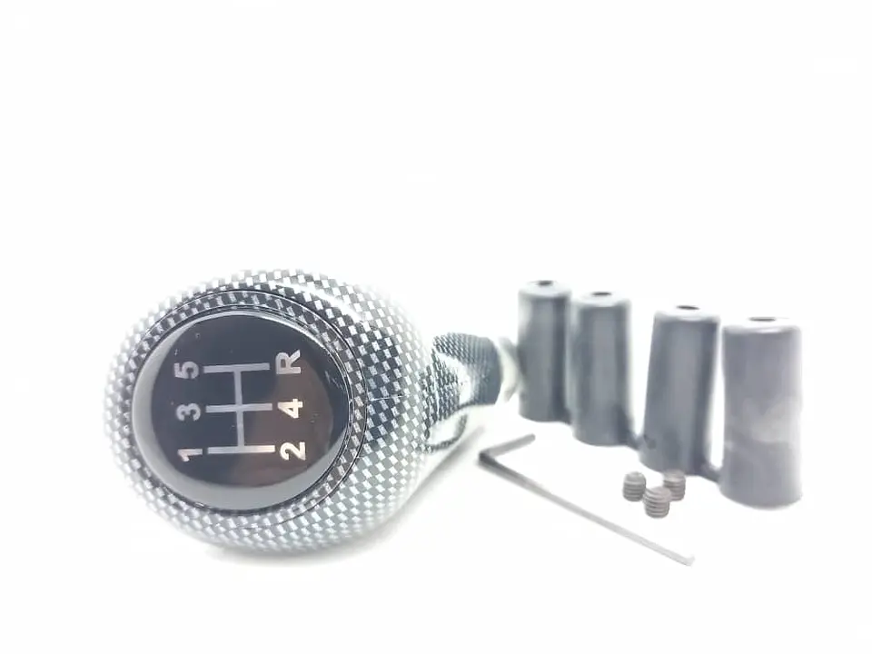 Pomo perilla de cambios tunning fibra carbono, 5 vel. y reversa 6ta 6