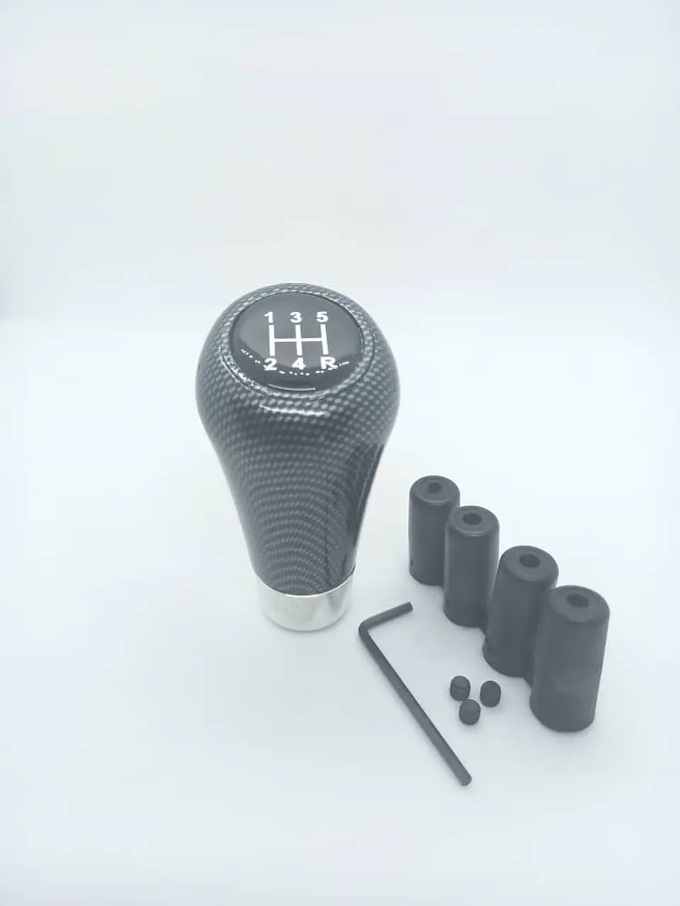 Pomo perilla de cambios tunning fibra carbono, 5 vel. y reversa 6ta 8