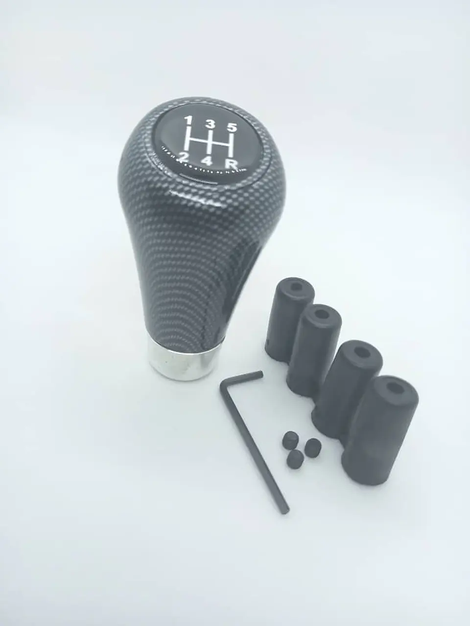 Pomo perilla de cambios tunning fibra carbono, 5 vel. y reversa 6ta 9