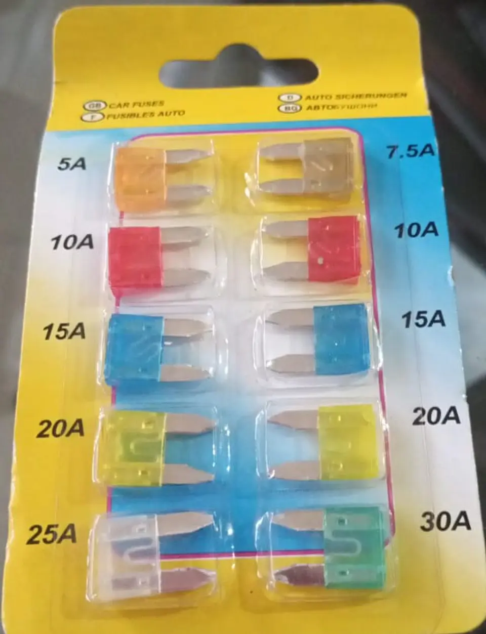 Juego de fusibles en blister de tamaño - mini patas cuchilla 2